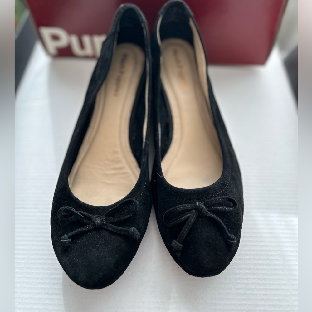Comfy Hush Puppies Wedge - Ballet shoe - black suede, size 8.5